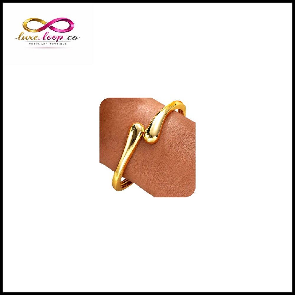 Chunky Adjustable‎ Twist Cuff Bangle Bracelet Elegant Trendy Gold Tone Jewelry